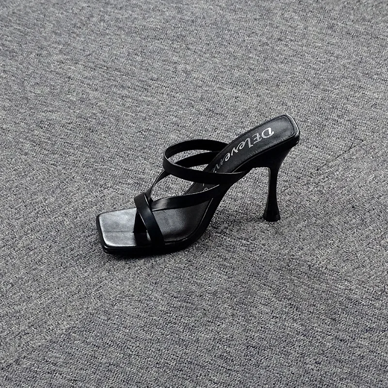 

Slippers women's High-Heeled Stiletto-Heeled Square Toe Sandals 2023 Summer New Shoes women's Plus Size women's Shoes Pump