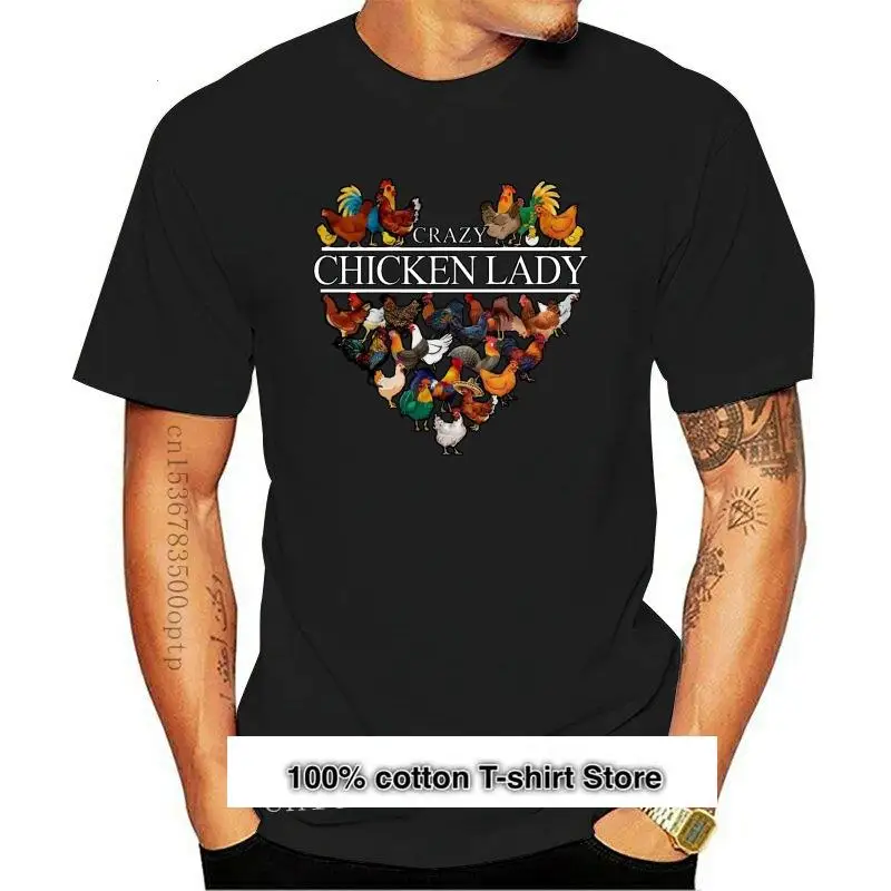 

Camiseta divertida de Crazy Chicken Lady para hombre, Camisa de algodón negro, S-3Xl, hecha en EE. UU., 2021