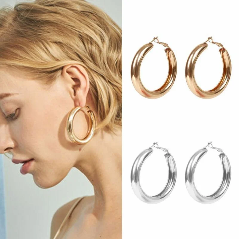

Fashion Gold Color Circle Hoop Earrings 2022 new Punk Retro Big Round Wife Hoop Earrings Gifts For Women