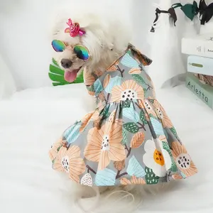 Floral Dog Dress for Small Dogs Conch Beach Dress Dog Skirt Fashion Princess Dresses for Chihuahua H