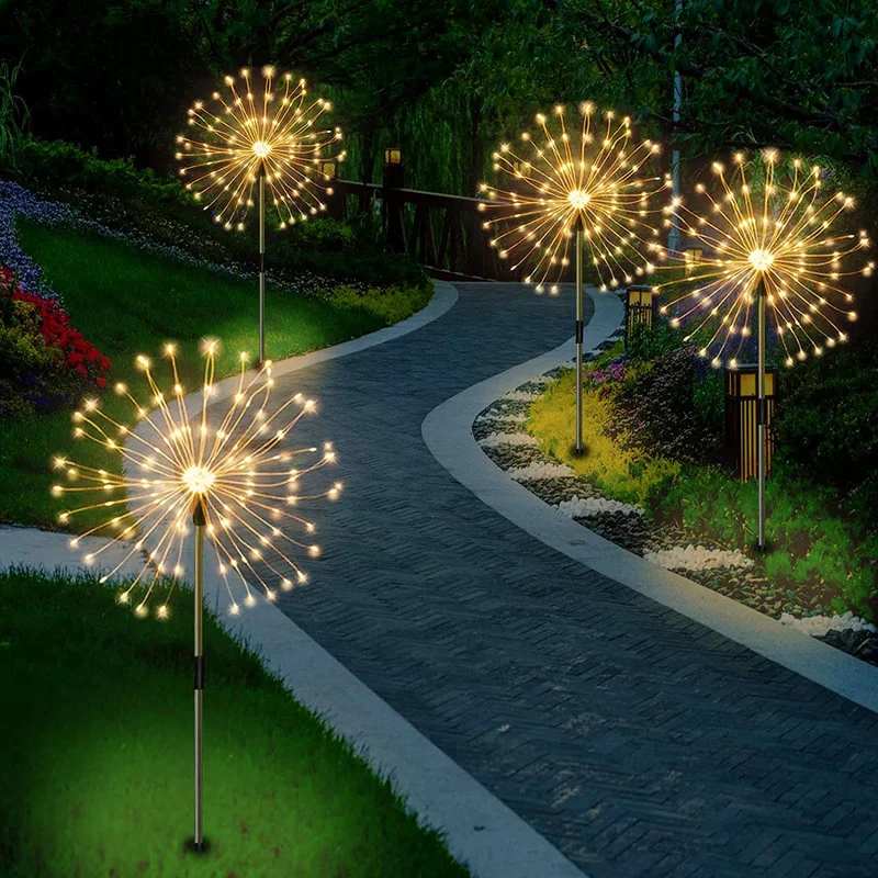 Solar Light Firework String Light Globe Dandelion Lamp For Garden Lawn Landscape Lamp Holiday Light Outdoor Patio Pathway Decor