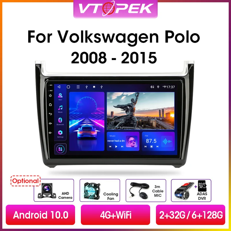 vtopek 9 4g dsp 2din android 11 car radio multimedia video player gps navigation for volkswagen vw polo 2008 2020 head unit free global shipping
