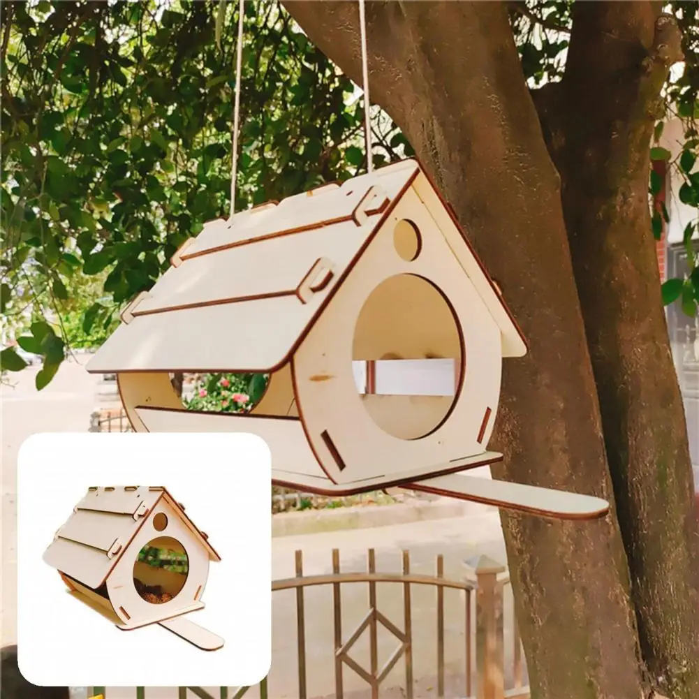 

Durable Attractive DIY Crafting Mini Feeder Pendant Wood Bird Feeder No Burr for Indoor