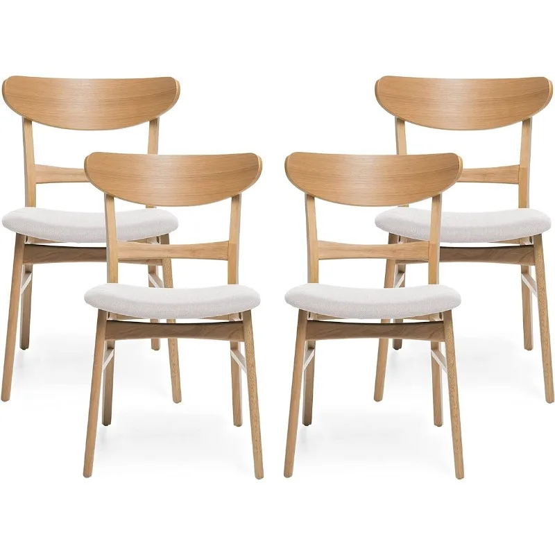 

Современные обеденные стулья дередерика среднего века (набор из 4 штук), цвет бежевый, натуральный дуб