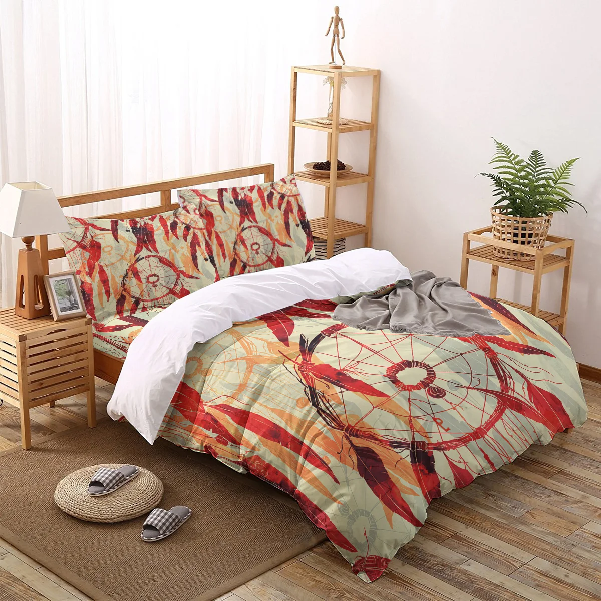 Комплект постельного белья с пододеяльником и наволочкой в этническом стиле |