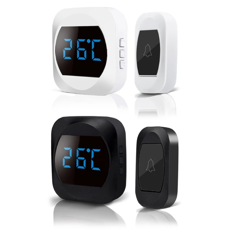 

Домашний Беспроводной дверной звонок, уличный водонепроницаемый автономный дверной звонок с температурным большим дисплеем, стандарт ЕС