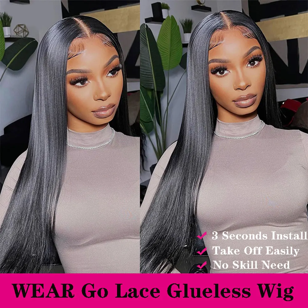 Wear Go Glueless Wig Peruvian Straight 4x4 Lace Closure Wig Human Hair Glueless Wig Human Hair Ready To Wear Pre Cut Pre Plucked