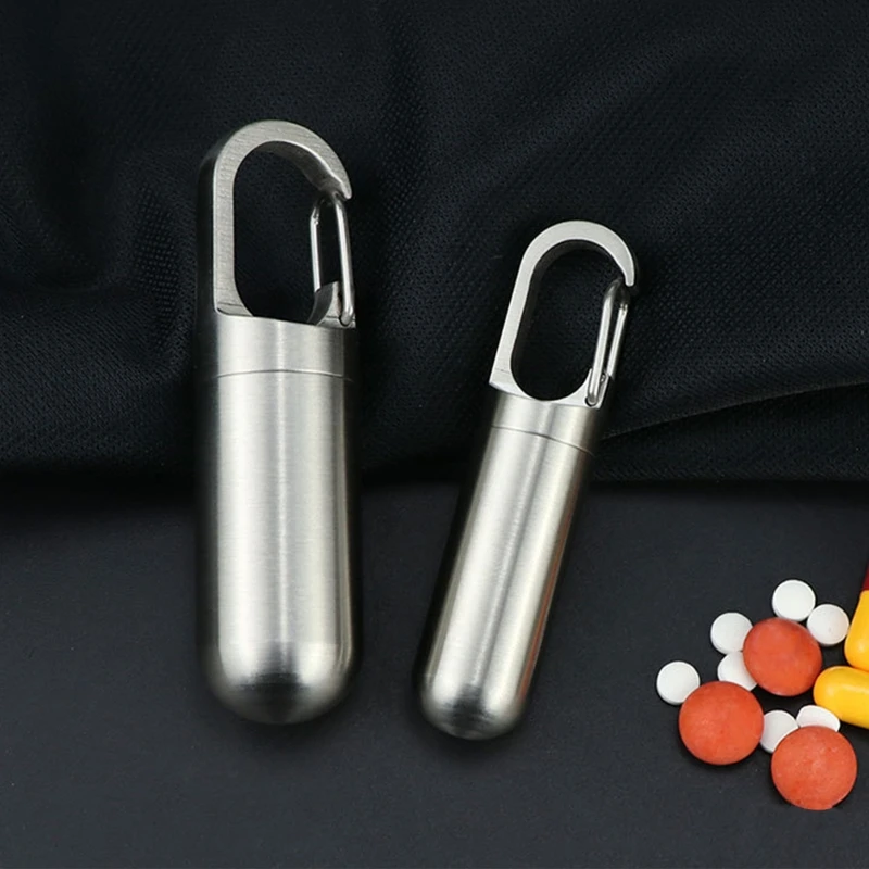 

1PC Mini Stainless Steel Sealed Bottle Container Outdoor Camping EDC Tools Waterproof Bottle Jar Capsule Box Sealed Pill Box