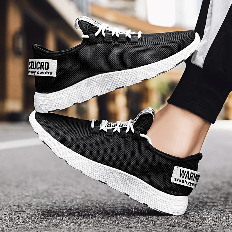 Hot Sale Knit Men's Running Shoes Lightweight Black Cheap Shoes Men Summer Breathable Male Jogging Sports Shoes Big Size 39-47