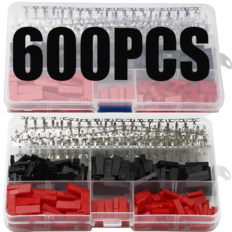 Купи 600Pcs/Set Red/Black Dupont Terminals 2.54mm Male/Female Jumper Header Housing Connector Electrical Wire Butt Connector Kit за 538 рублей в магазине AliExpress