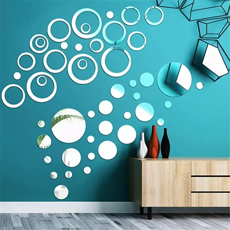 

3D Mirror Acrylic Round Wall Decal Self-Adhesive Bedroom Office Background Modern Decorative Mural DIY Home Decor Wall Stickers