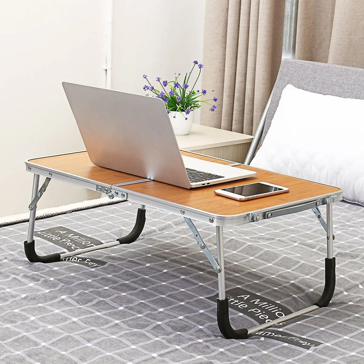 

Computer Desk Rack Folding Laptop Stand Holder Adjustable Table Aluminum Alloy Study Table Desk for Bed Sofa Tea Table Stand