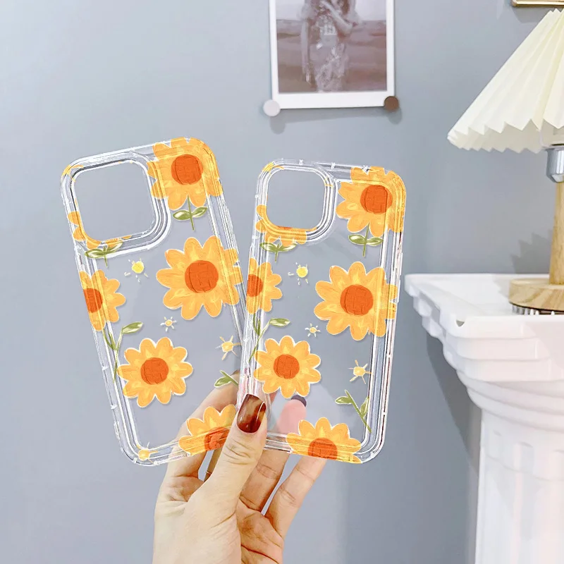 Мягкий чехол для телефона с прозрачным цветком iPhone 13 Funda 15 11 14 12 Pro Max XR X XS 6 7 8 Plus SE