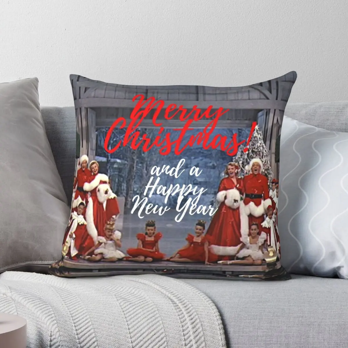 

White Christmas Pillowcase Polyester Linen Velvet Creative Zip Decor Pillow Case Sofa Seater Cushion Cover