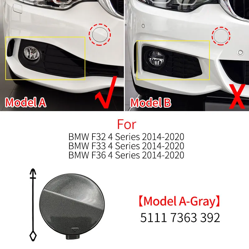 

Для BMW F32 F33 F36 M Sport 2014-2020 Автомобильный передний бампер с крюком для прицепа, буксировочная крышка, аксессуар для BMW 4 серии 420 425 430 440