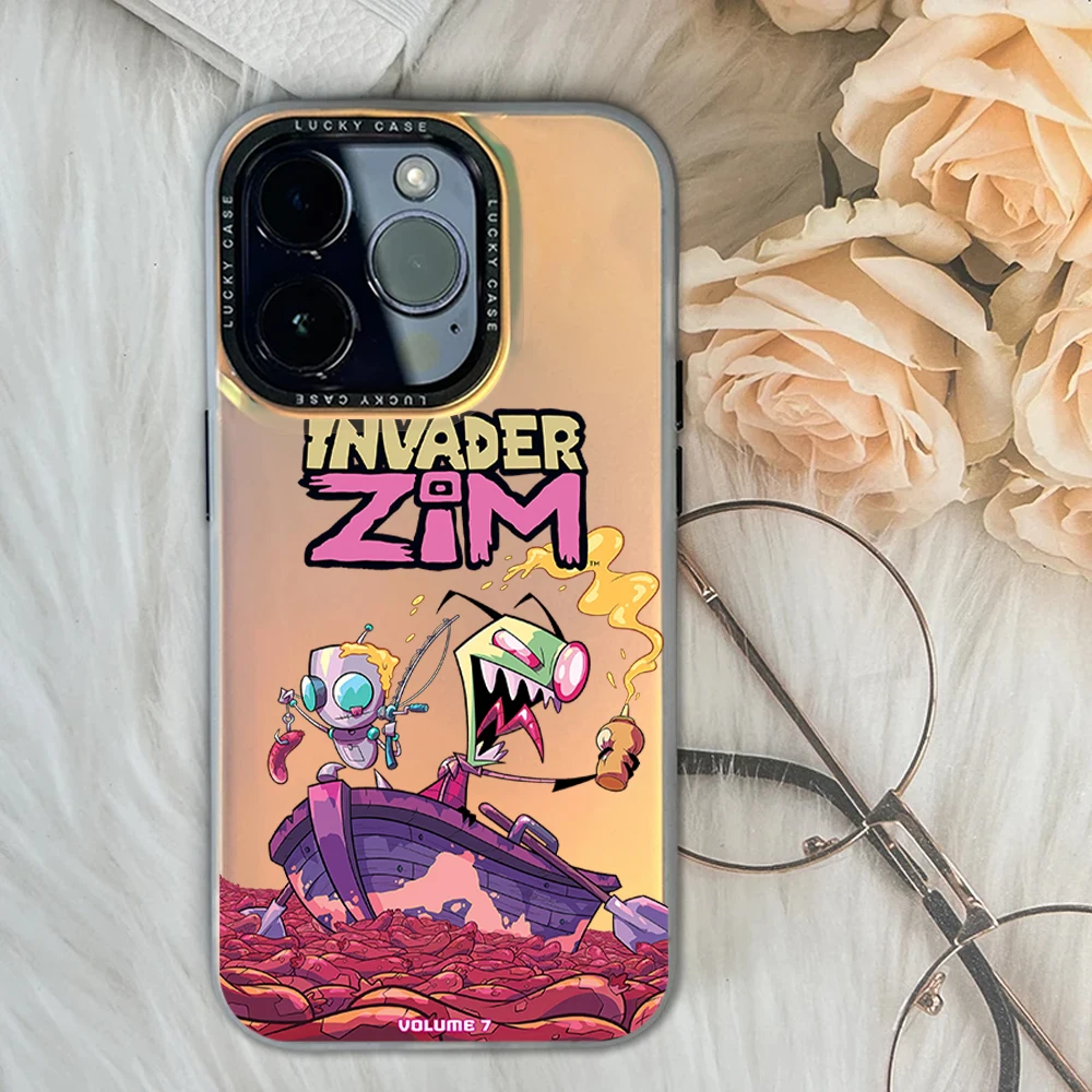 Cartoon I-Invader Zim For Huawei MATE 60 70 PRO NOVA PURA ULTRA Honor 90 80 SE GT 200 IMD Chameleon Laser Phone Case