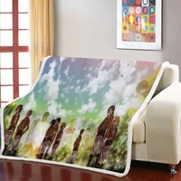 attack on titanwings of liberty sherpa blanket fashion weighted blanket animation kids picnic blanket