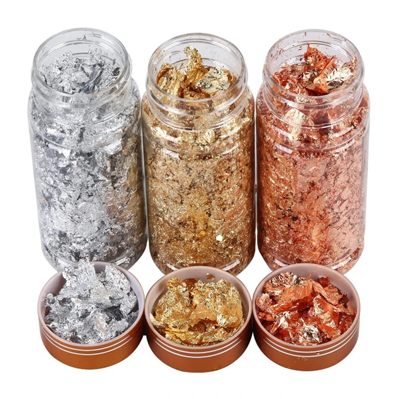 

DIY Nail Art Decor 3g Imitation Gold Sliver Copper Foil Sequins Glitters Craft Leaf Flake Sheets Bulk Foil Paper