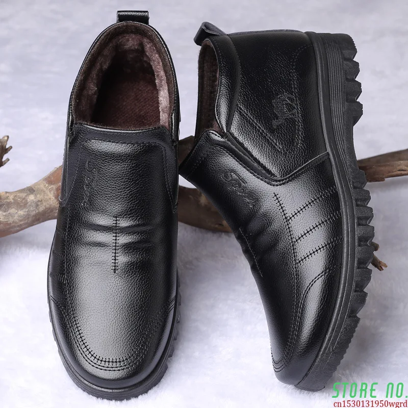 

Luxury Brand Men Winter snow Boots Warm Thicken Men Ankle Boots bot Fashion Male Business Office Formal Leather safety Shoes