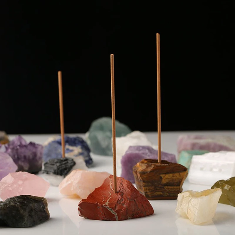 

1Pc Natural Quartz Stone Incense Holder Healing Agate Purple Pink White Crystal Incense Base Aromatherapy Gemstone Decoration