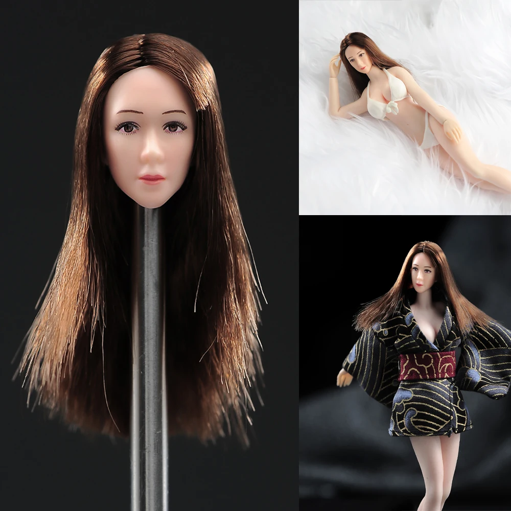 

Масштаб 1/12, азиатская женская голова, лепка для пересадки волос, резьба по голове, модель подходит для TBL PH 6 дюймов, бледная экшн-фигурка солдата, куклы для тела
