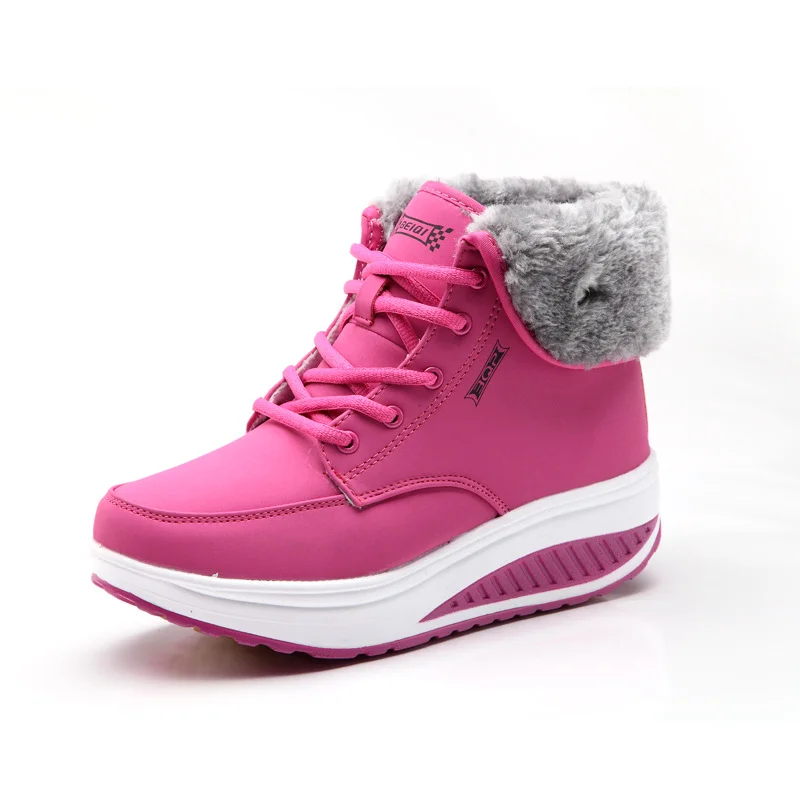 

Autumn and Winter High Top Boots Women's Cotton Shoes Swing Sole Sneakers Solid Color Versatile Women's Boots Sapatos Femininos