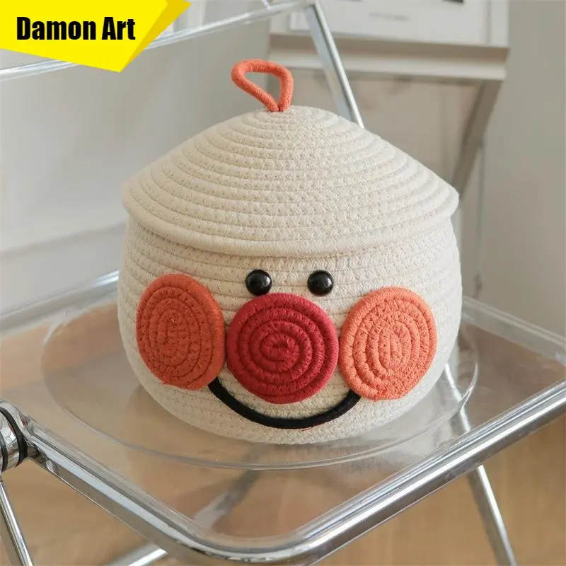 

Корзина для хранения из хлопчатобумажной веревки, косметический Органайзер, складная коробка для хранения вещей, шкаф, стол, плетеная корзина, контейнер для фруктов, миска