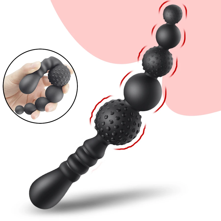 Handheld Anal Plug 5 Soft Silicone Sex Toys for Couples Female Vaginal Masturbator Male Prostate Massage Anal Pull Beads