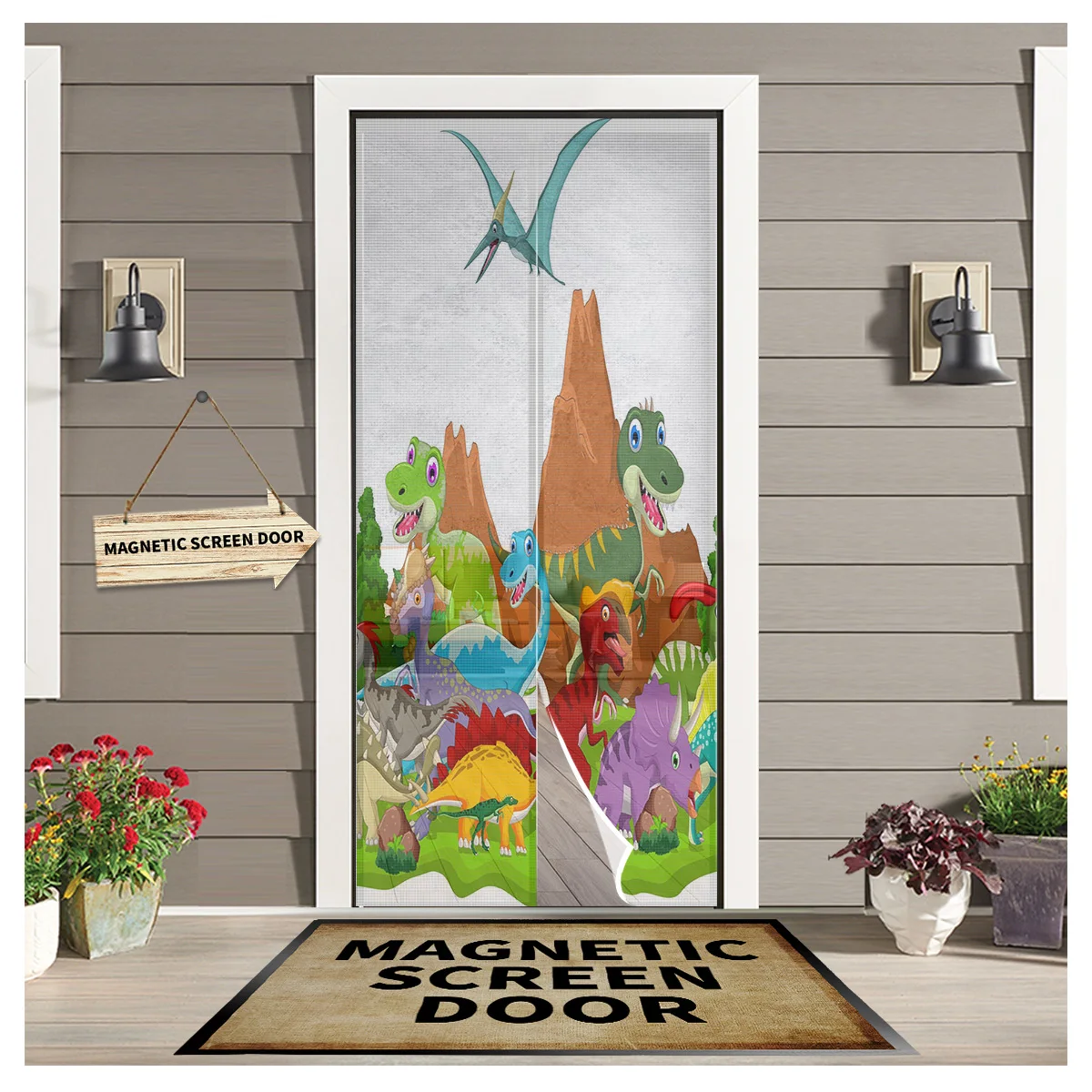 

Динозавр Юрского периода, прерий, дверная занавеска, магнитная москитная сетка, занавеска s для спальни, насекомых, дверной экран, марля, две...