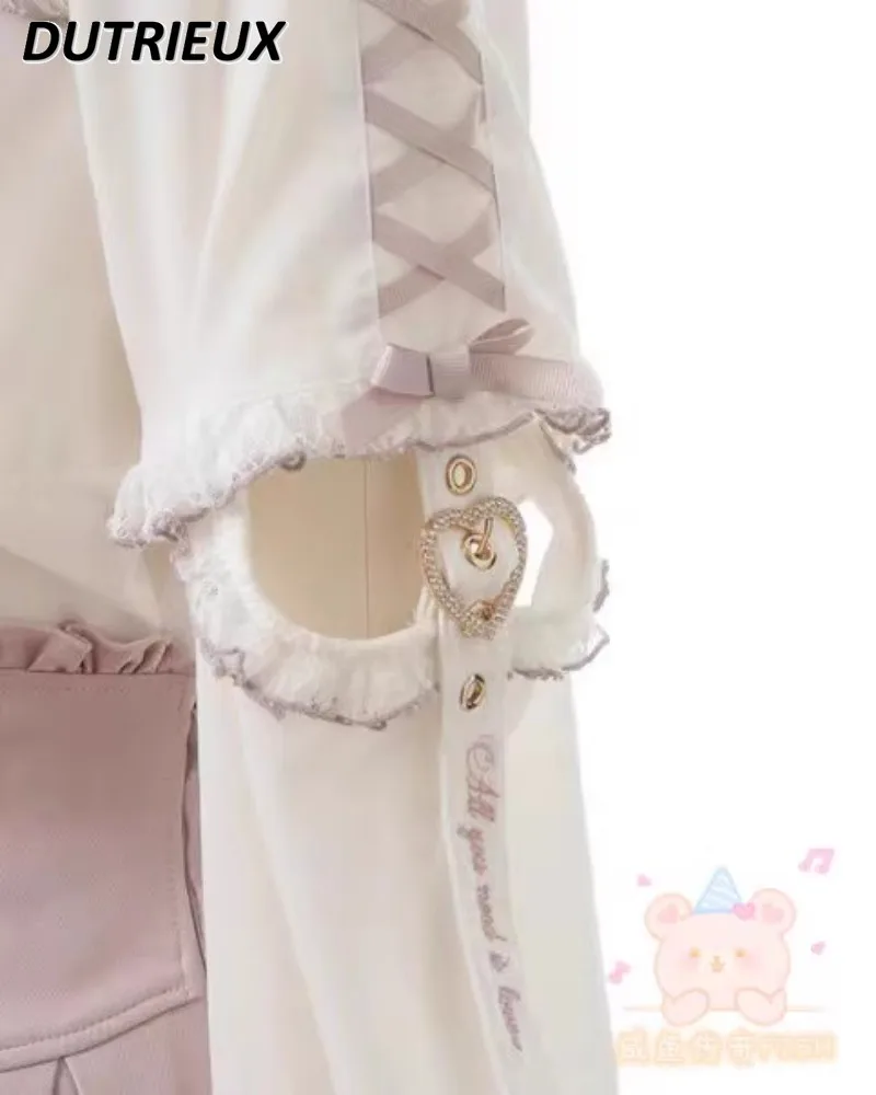 Новинка Весна-Осень кружевной топ с вышивкой в виде сердца жемчужинами съемный