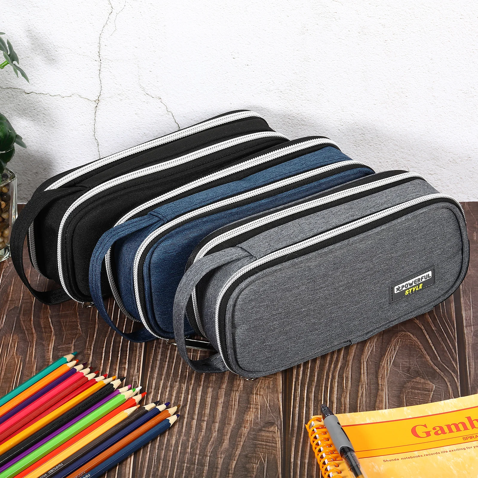 Kawaii Pencil Case Large Capacity Pencil Bag Canvas Pen Pouch Holder Stationery Desk Organizer Cosmetic Bag School Office Supply