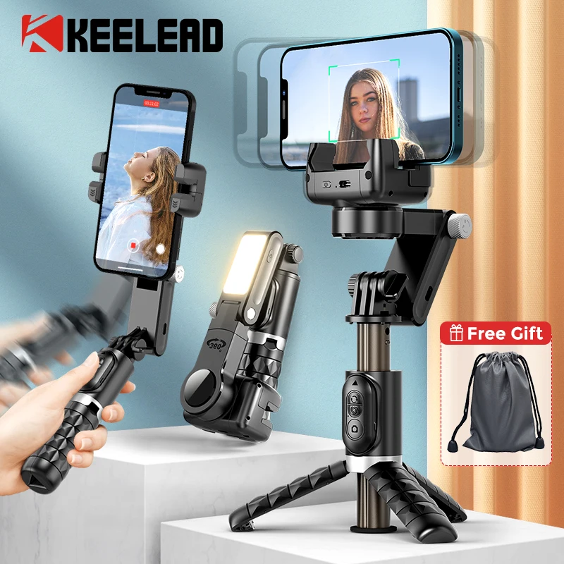 

Q18 Desktop Following the shooting Mode Gimbal Stabilizer Selfie Stick Tripod with Fill Light for iPhone Cell Phone Smartphone