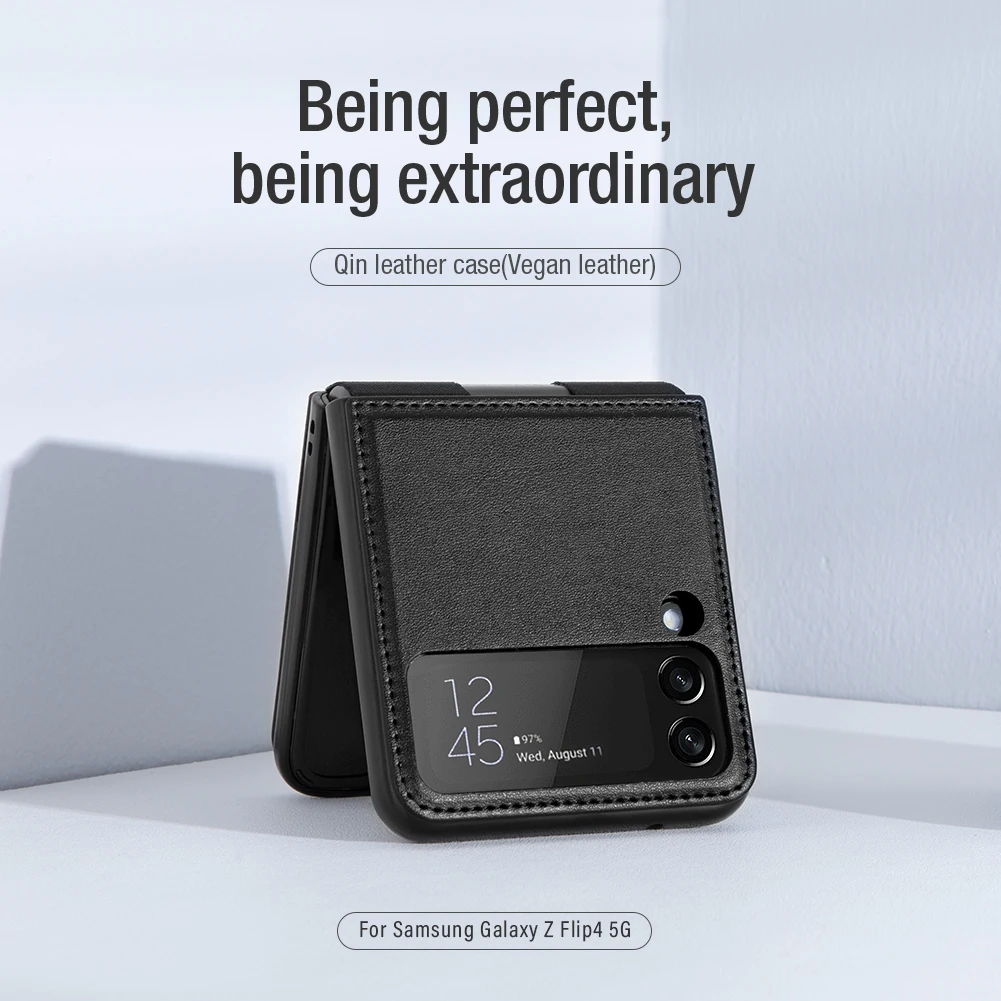 

Кожаный чехол-книжка с магнитной подставкой для Samsung Galaxy Z Flip 4 5G Nillkin Qin