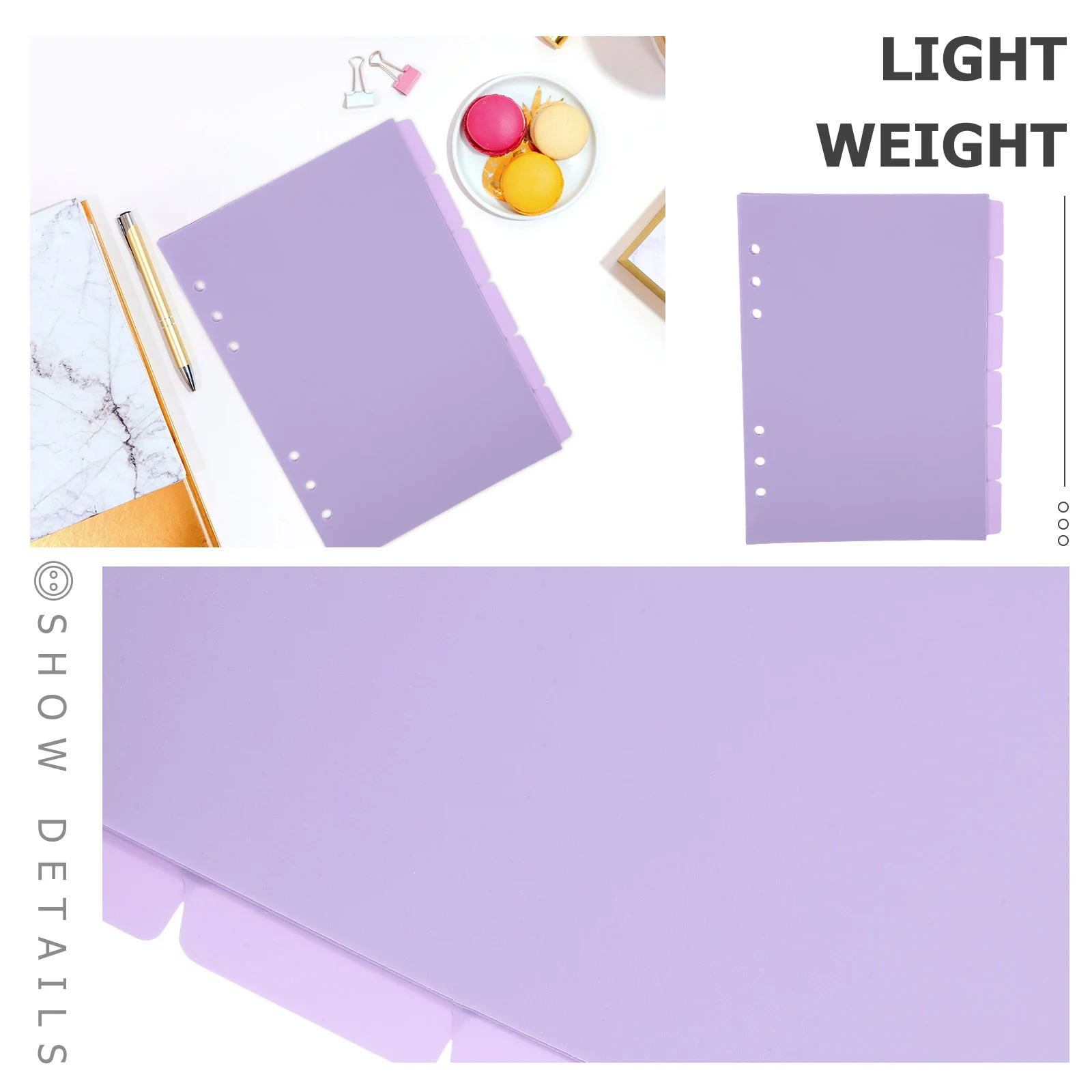 6 szt. Przekładki papieru do segregatorów z zakładkami 6-otworowy dziurkacz Materiały biurowe Plastikowe przekładki Segregatory