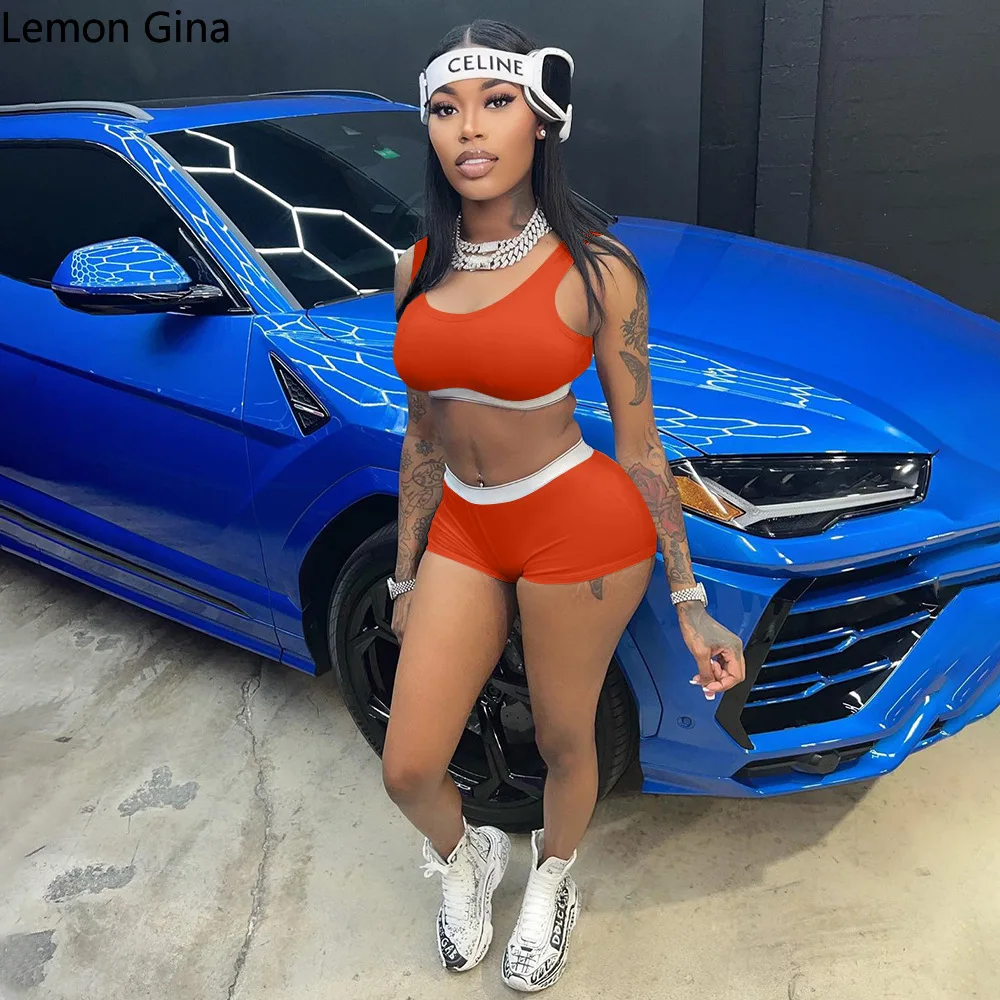 Женский спортивный костюм Lemon Gina для активного йоги мини-майка и шорты комплект