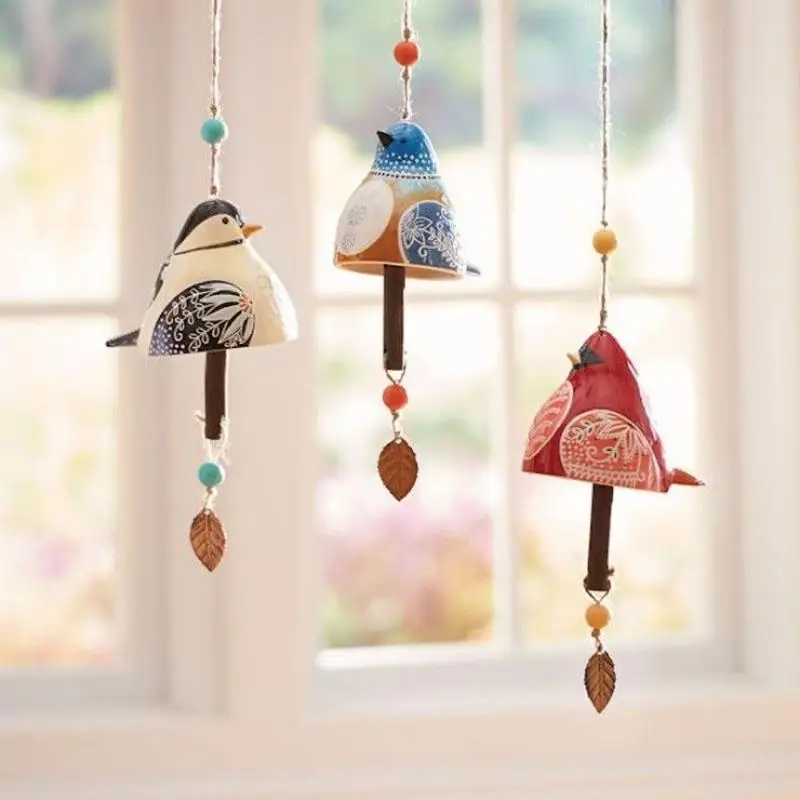 

1Pc Creative Bird Song Bell Resin Crafts Cute Small Bird Shape Wind Chime Living Room Garden Hanging Decorative Wind Chime