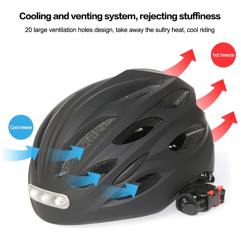 LED Lamp Cycling Bicycle Helmet With LED Tail Light Intergrally-molded Outdoor Sport Riding Cycling Motorcycle Bike Equipment images - 3