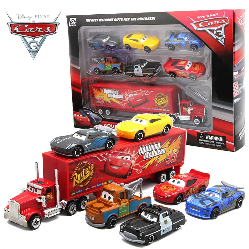 

Original Disney Pixar Car 3 Lightning McQueen Jackson Storm Mack Uncle Truck Set 1:55 Diecast Metal Car Model Toy Christmas Gift