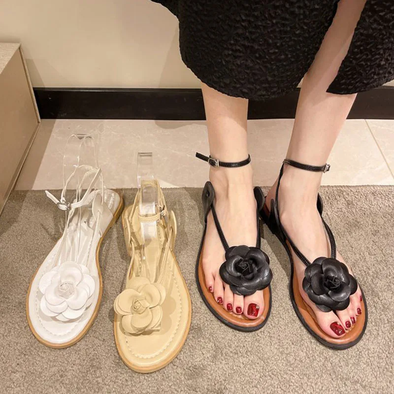 

Сандалии женские с цветочным принтом, богемные пляжные шлепанцы с застежкой на щиколотке, дизайнерские уличные сандалии на плоской подошве, с ремешком и пряжкой, лето