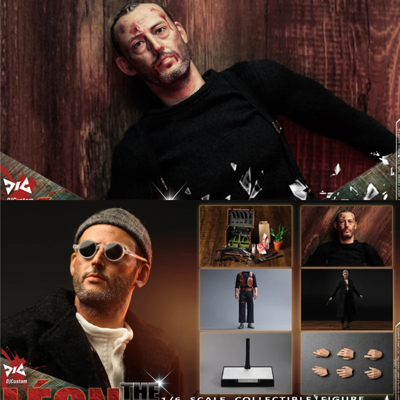 

In Stock DJ-CUSTOM DJ-16001 1/6 Scale Killer Jean Reno 12 Inch Male Soldier Action Figure Model with Double Heads for Fans Gifts