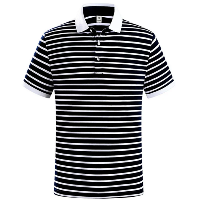 

2021 Mens Summer Clothing Classic Stripe Polo Shirts Men's Business Casual Tee Tops Black White Short Sleeve T Shirt MY423