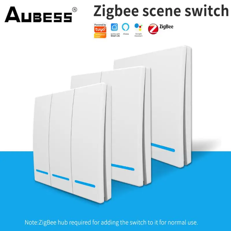 

Aubess Tuya Zigbee Wireless Smart Scene Switch 1 2 3 4 Gang Remote Controller Sticker Switches Compatible Remote Control Switch