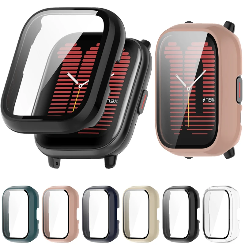 

Case For Huami Amazfit Aactive Smart Watch Full Screen Protective Cover Bumper Protector PC+Tempered Glass Film Protection Shell