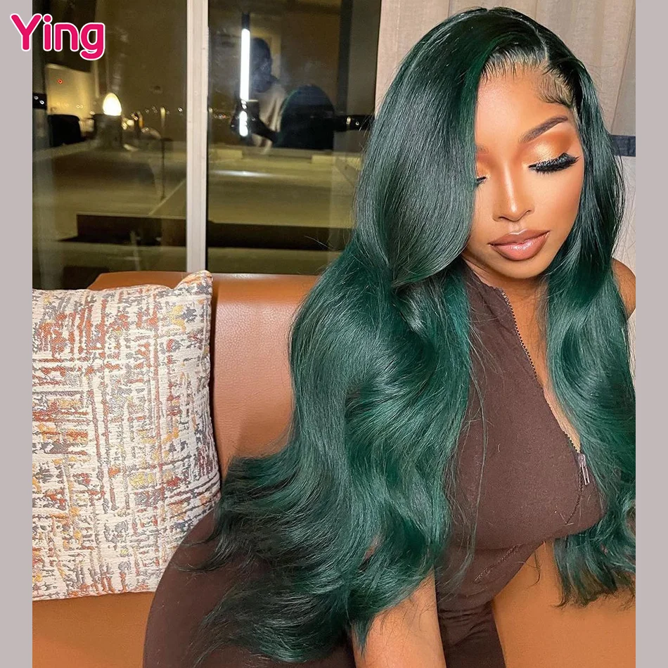 Ying Hair 30 Inch 180% Dark Green Colored 13x4 Lace Front Wig Human Hair 13x6 Lace Front Wig PrePlucked 5x5 Transparent Lace Wig