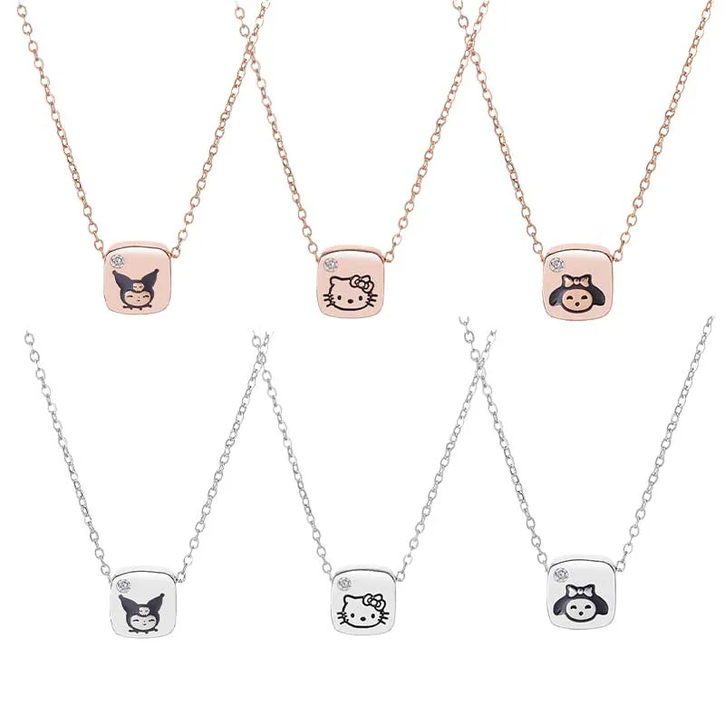 

Новинка Kawaii аниме Sanrios Оригинальное женское ожерелье Kuromi Cinnamoroll MyMelody цепочка до ключиц подарок для девушки