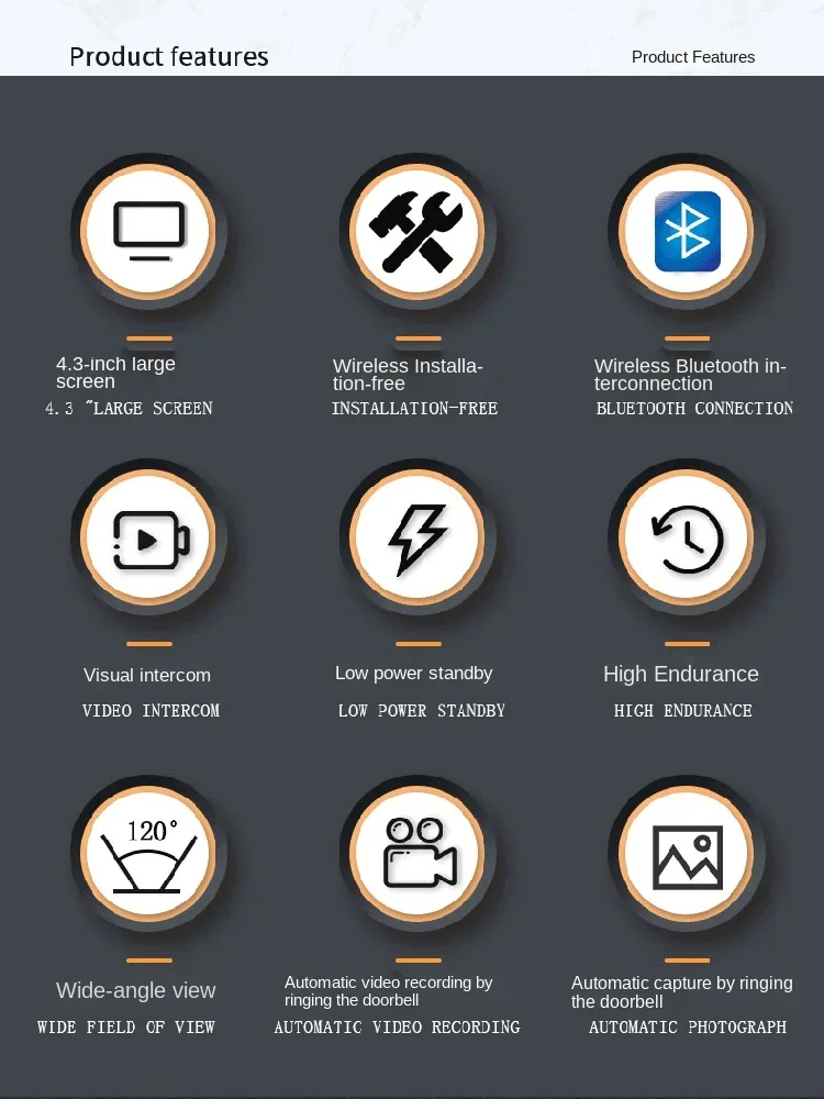 M10 экран беспроводной визуальный умный дверной звонок 4 3-дюймовый глазок камера 3