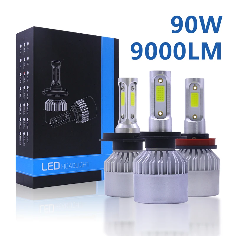 

Led Headlight Bulb 90W H4 H7 H11 Auto Led light 9000lm Bright 6000-6500K Super Bright White Car Headlight