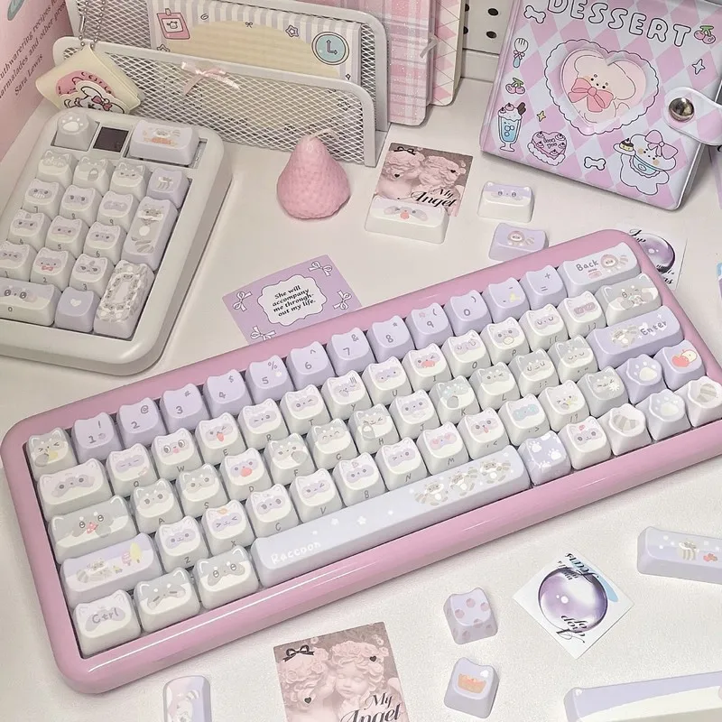 Колпачки для клавиш на тему енота 141 профиль Мао Вишня Pbt термосублимационная