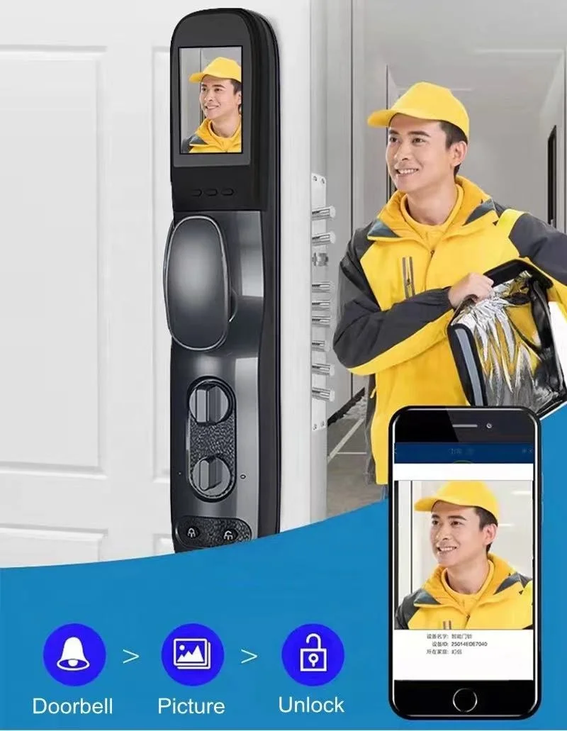 2022 smart 3D Face recognition Wifi fingerprint Usmart Go app anti-theft keyless door lock enlarge