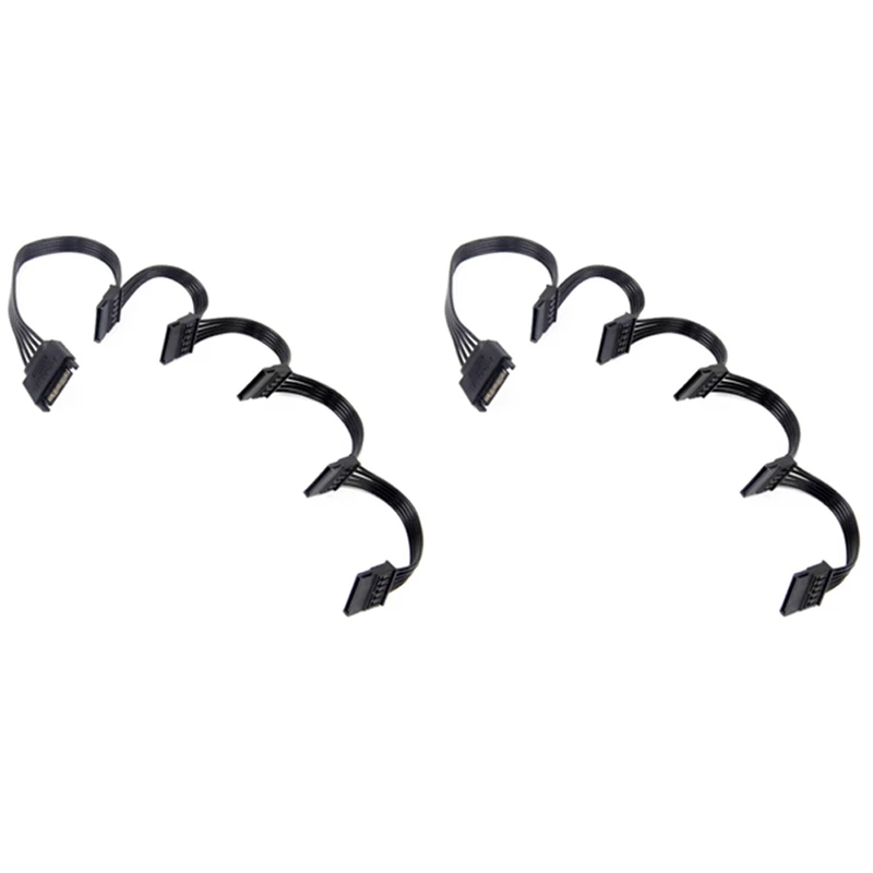 

15 Pin SATA Power Extension Hard Drive Cable 1 Male to 5 Female Power Supply Splitter Adapter Cable for PC Server 2Pcs